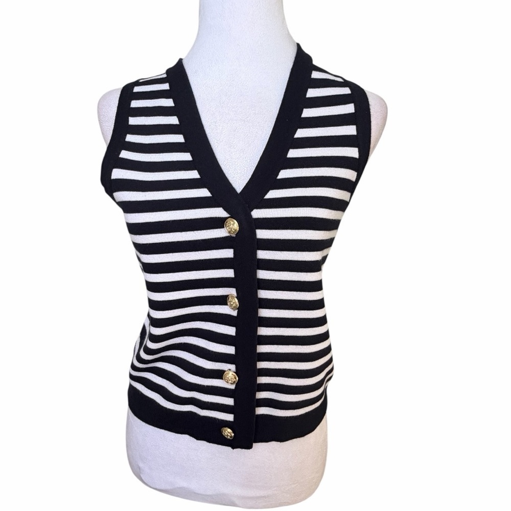 TRUTH by Republic Striped Sleeveless Knit Vest - Blue & White New MSRP$128.00 XS